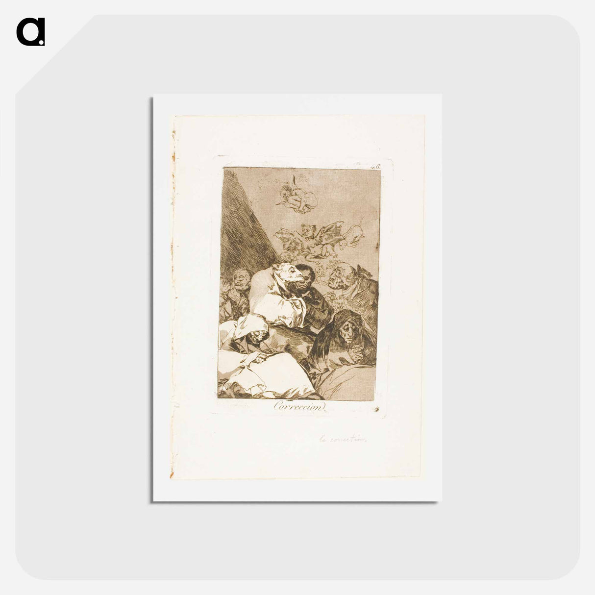 アートポストカード-Correction, plate 46 from Los Caprichos - フランシスコ デ ゴヤ Postcard.