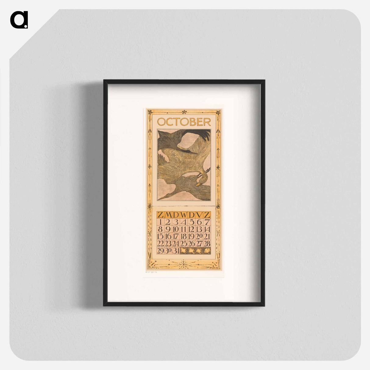 Calendar October with three votes - Theo van Hoytema Poster.