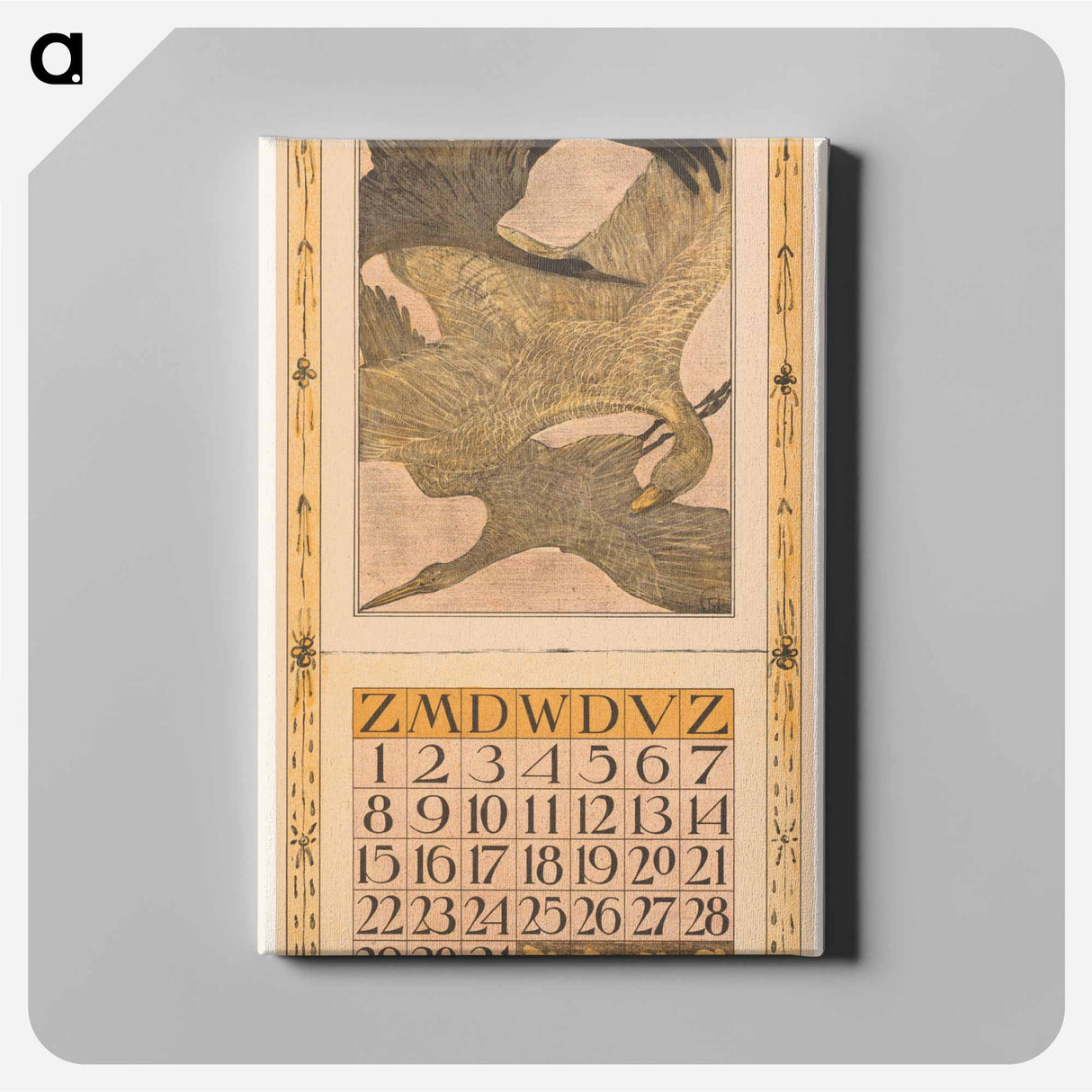 Calendar October with three flowers - Theo van Hoytema Canvas.