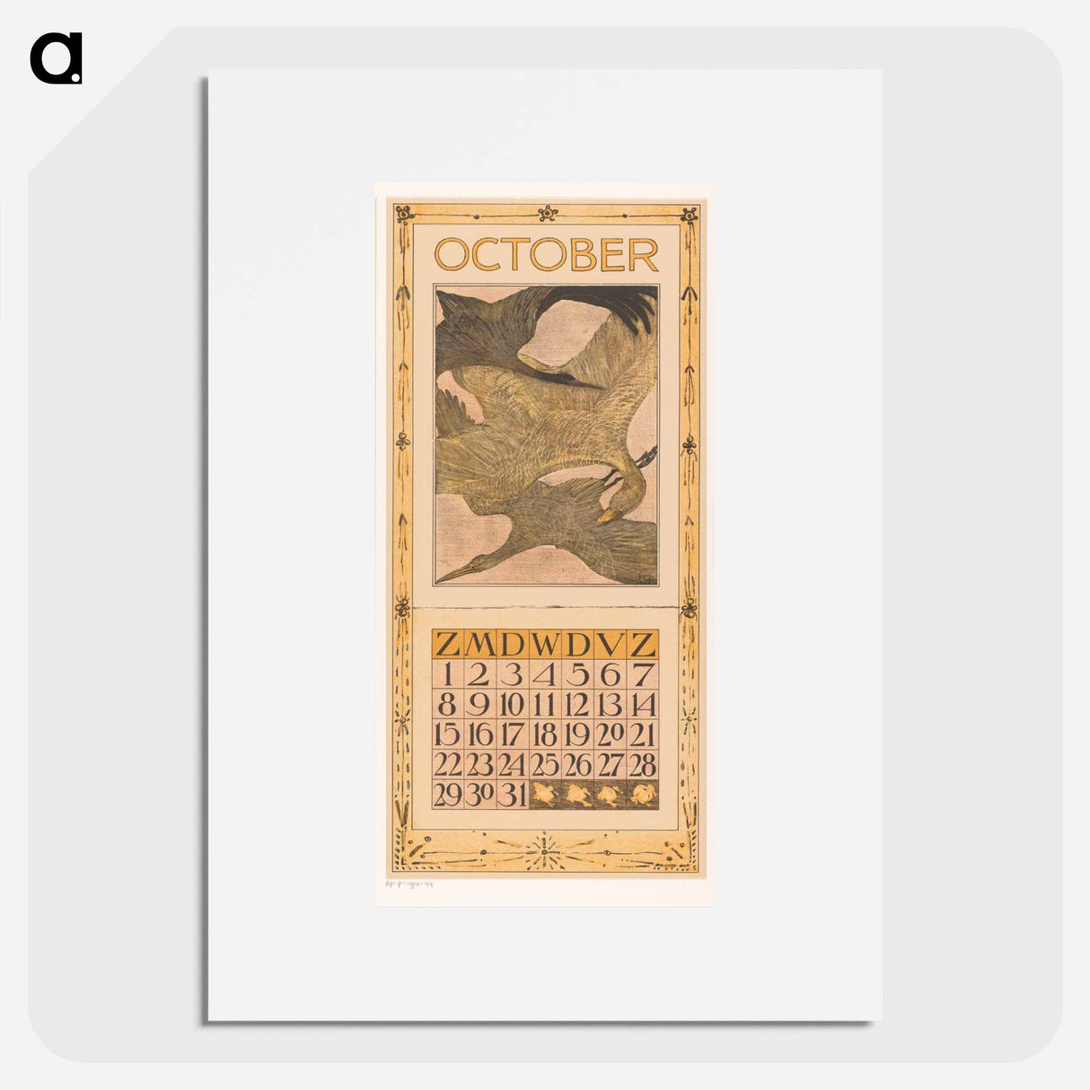 Calendar October with three votes - Theo van Hoytema Poster.