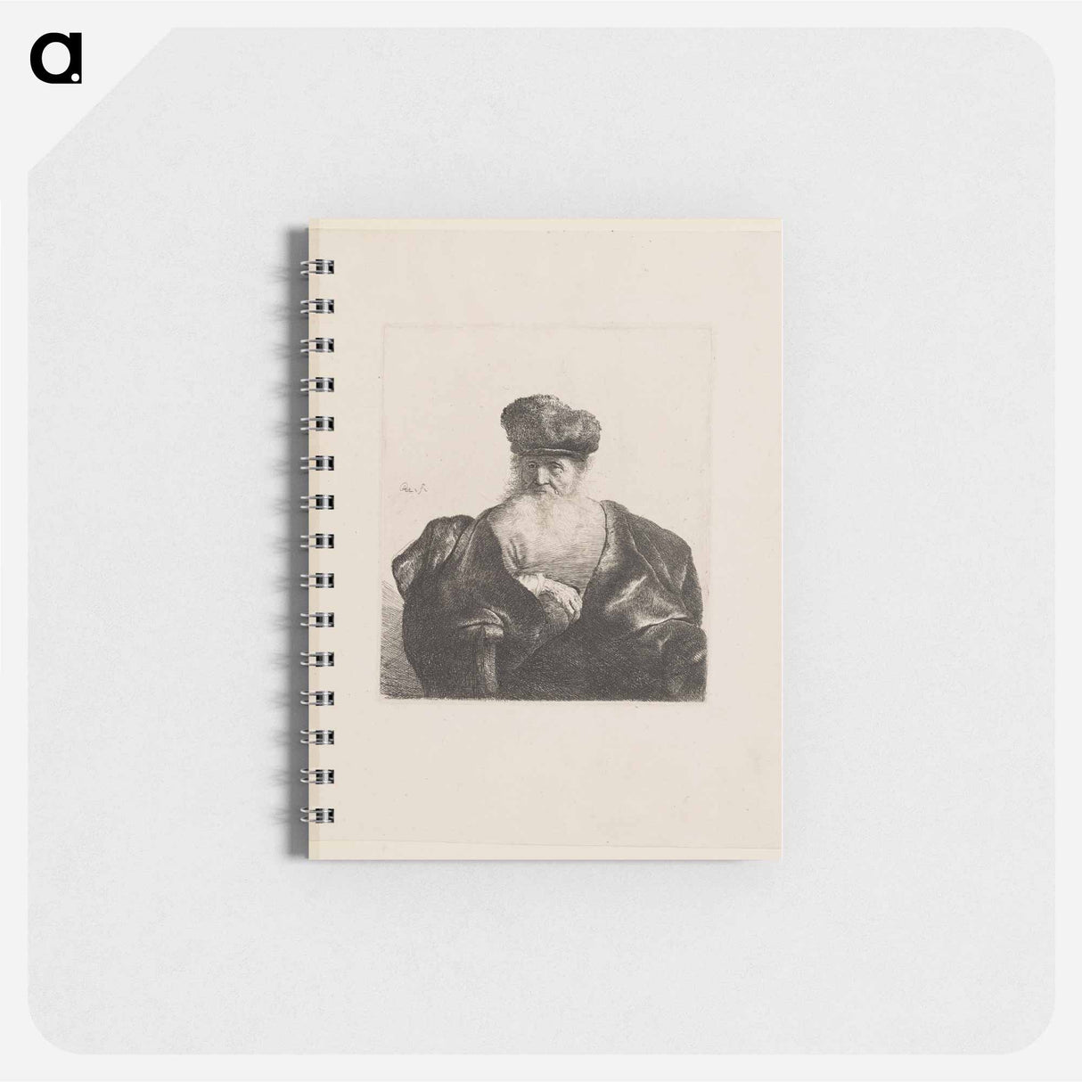 Old Man Seated with Flowing Beard, Fur Cap and Velvet Cloak - レンブラント ファン レイン Memo.