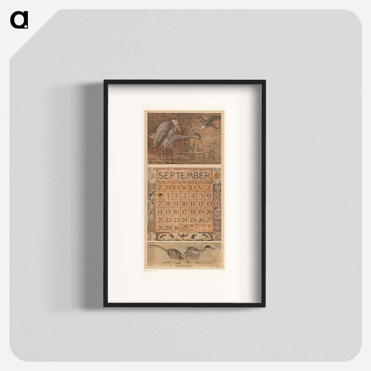 Calendar September meets the Reigers - Theo Van Hoytema Poster.