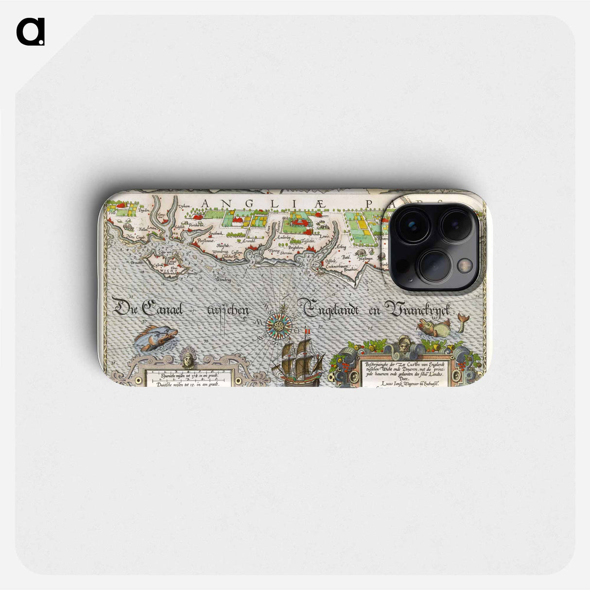 Kaart van de Zuidengelse kust tussen de Isle of Wight en Dover - アンティーク地図 Phone Case.