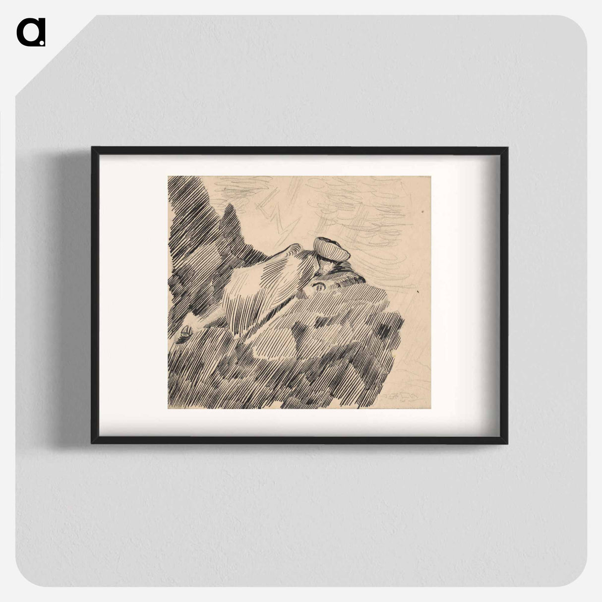 Man reclining on a rock - アーノルド ピーター ワイズ クビンチャン Poster.