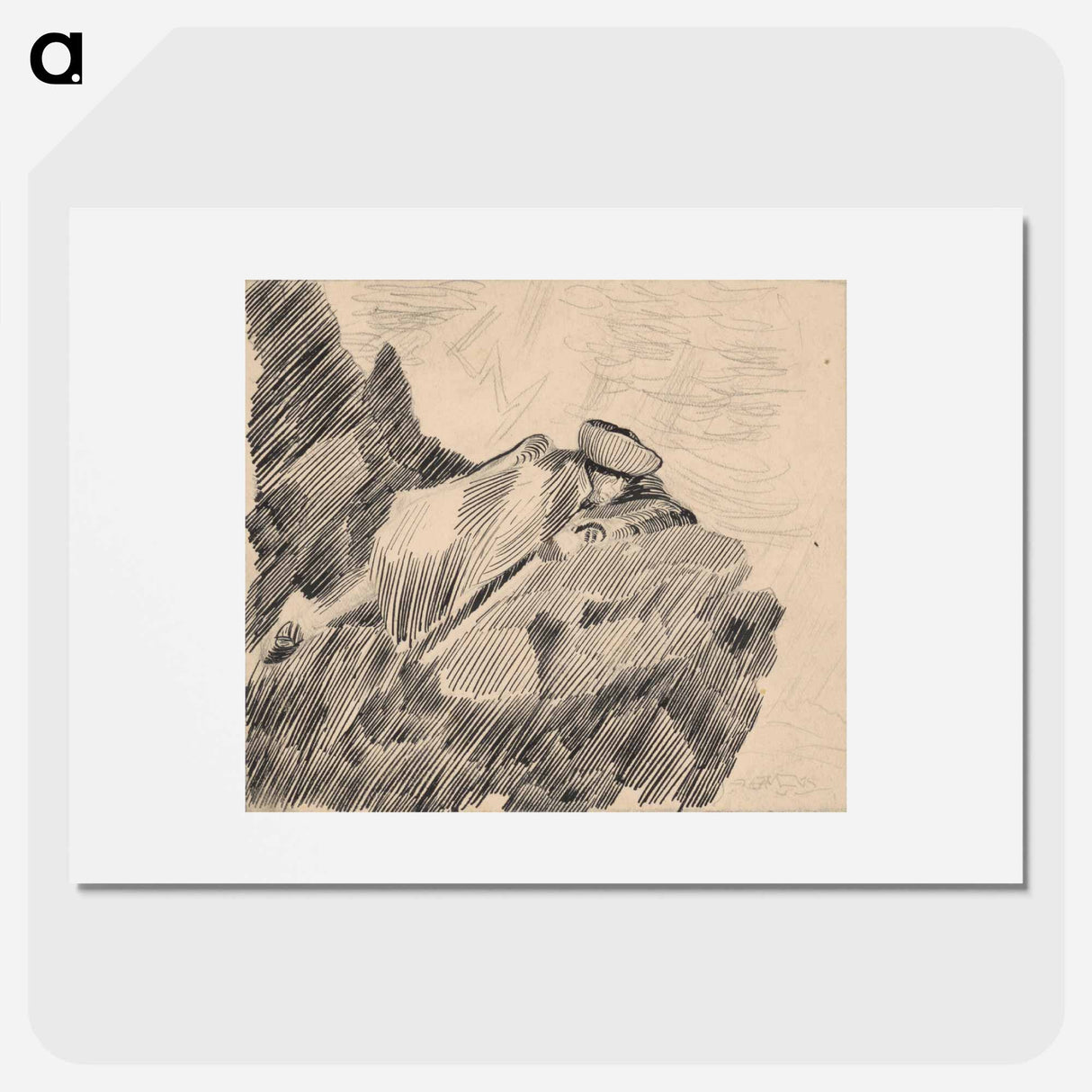 Man reclining on a rock - アーノルド ピーター ワイズ クビンチャン Poster.