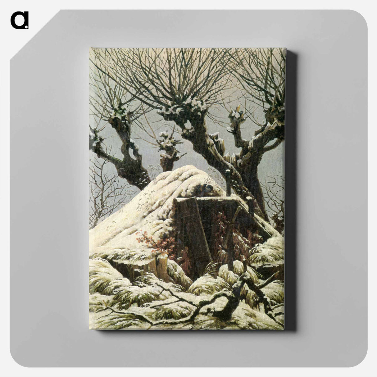 アートパネル-Cabin in the Snow - カスパー ダーヴィト フリードリヒ Canvas.