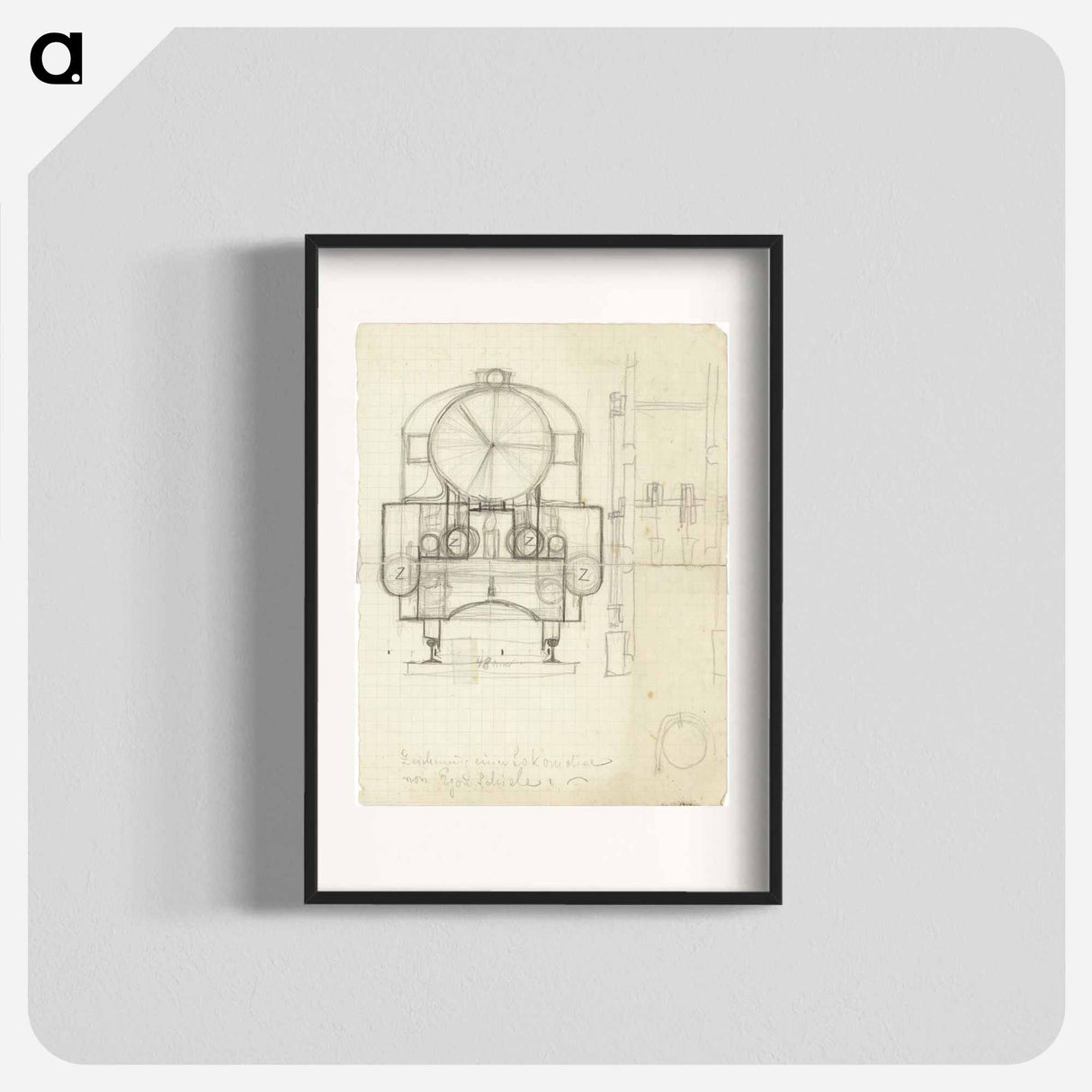 アートポスター-Locomotive from the front (child's drawing) - エゴン シーレ Poster.