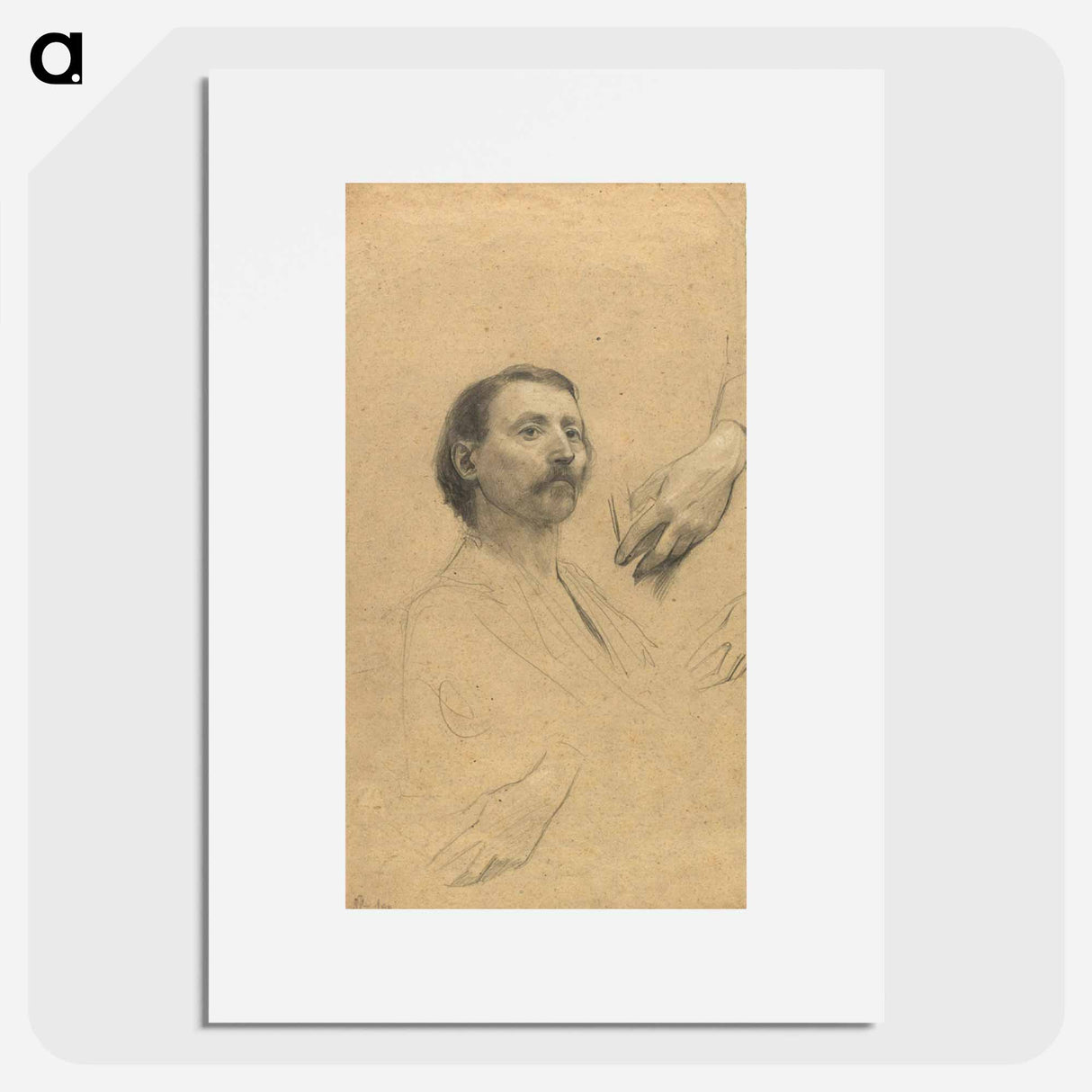 Head and.Hand Study for a Portrait of a Gentleman - グスタフ クリムト Poster.