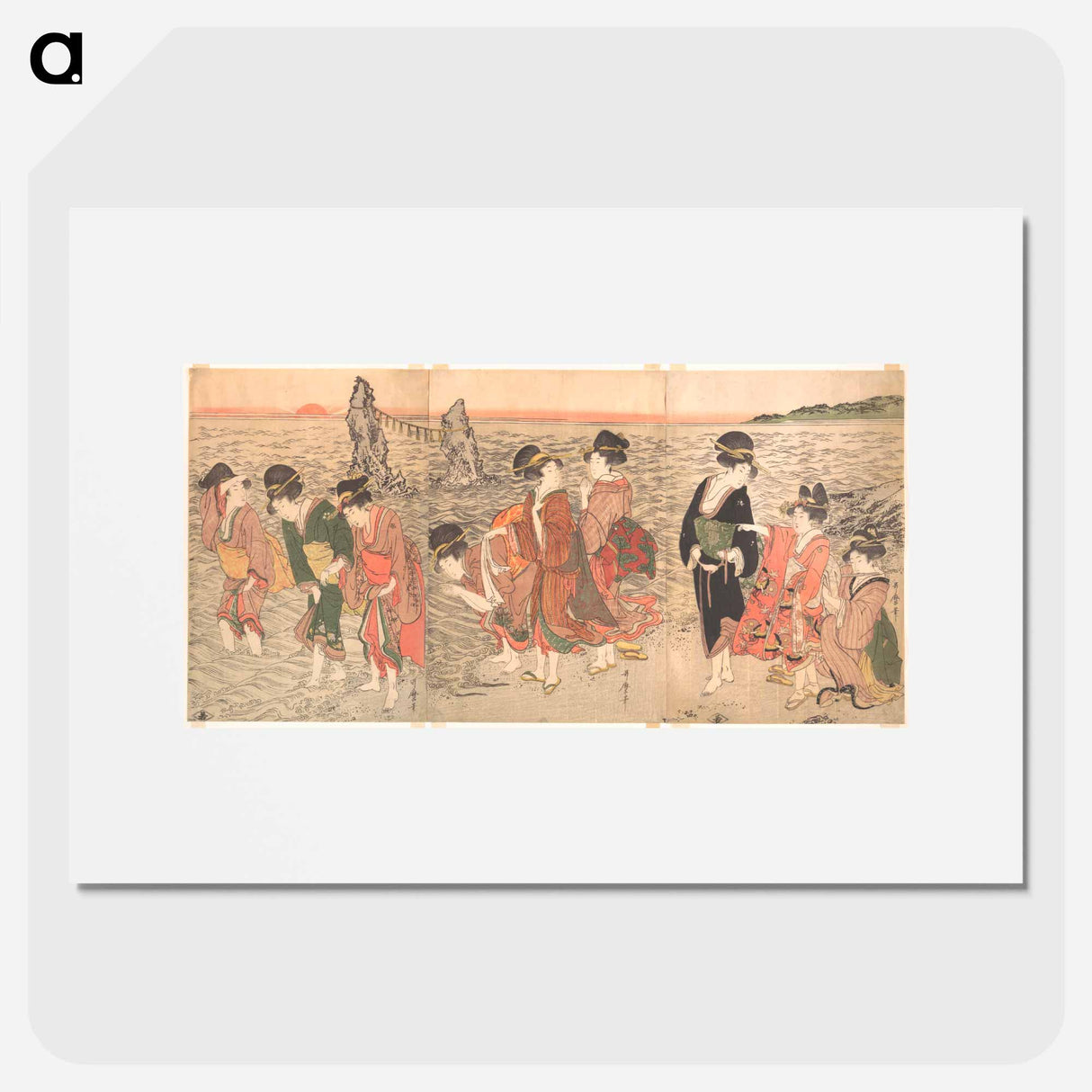 Women Worshipping the Rising Sun between the Twin Rocks at Ise - 喜多川 歌麿 Poster.
