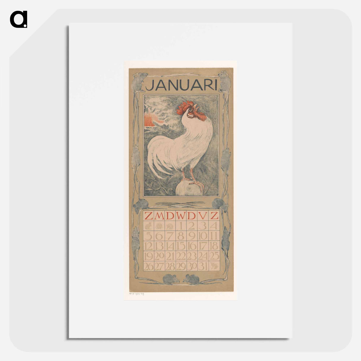 Calendar January with the moon - Theo van Hoytema Poster.