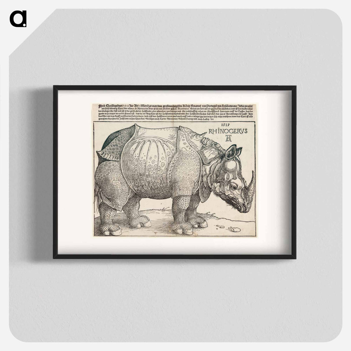 The Rhinoceros - アルブレヒト デューラー Poster.
