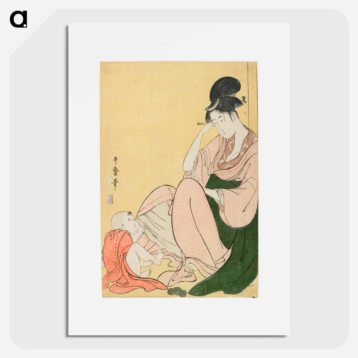 Glue mixed on the woman's sash - 喜多川 歌麿 Poster.