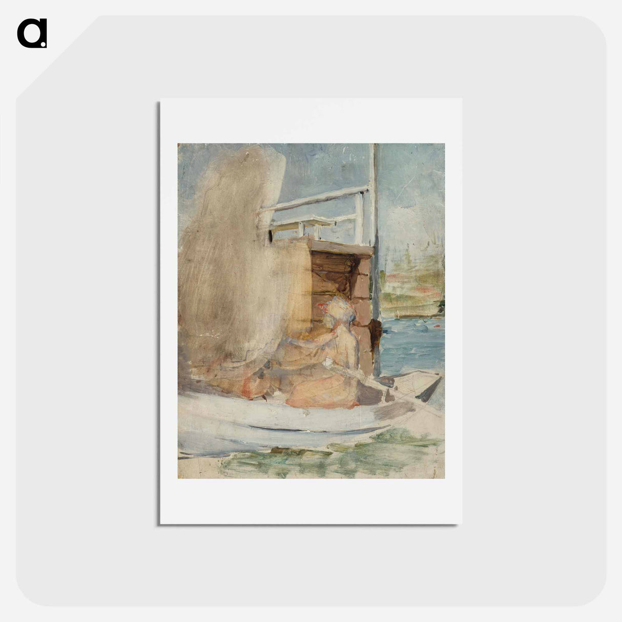 Nainen veneessä laiturin luona - アルバート エーデルフェルト Postcard.