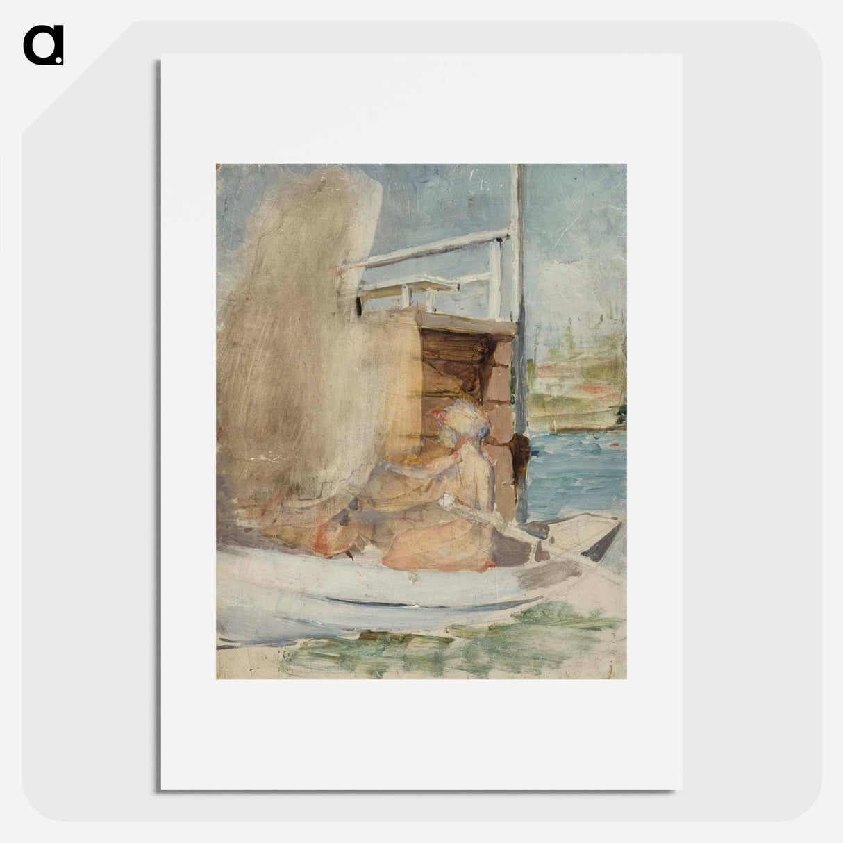 Nainen veneessä laiturin luona - アルバート エーデルフェルト Poster.