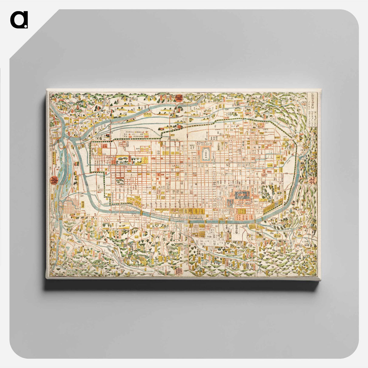 Map of Kyoto - アンティーク地図 Canvas.