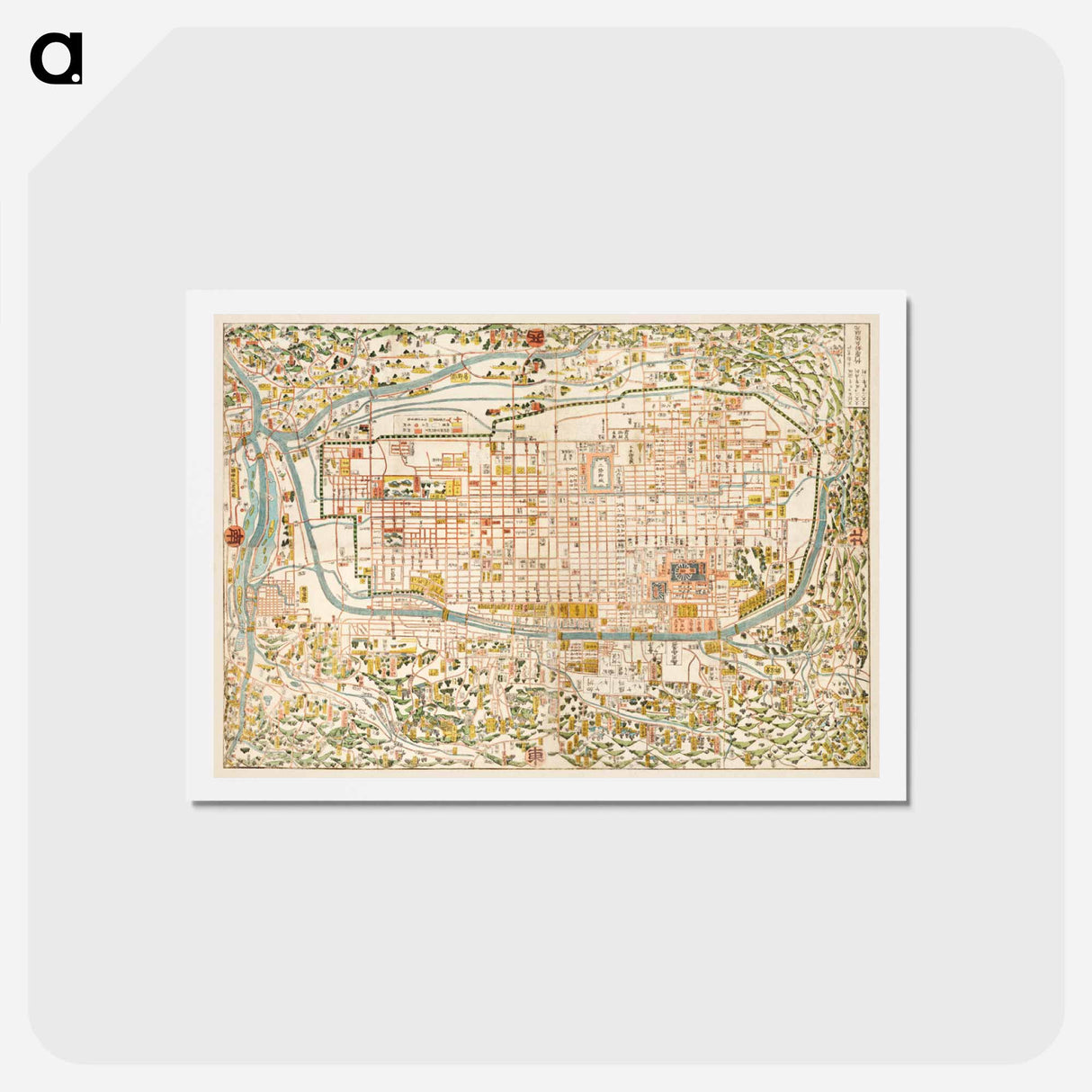 アートポストカード-Map of Kyoto - アンティーク地図 Postcard.