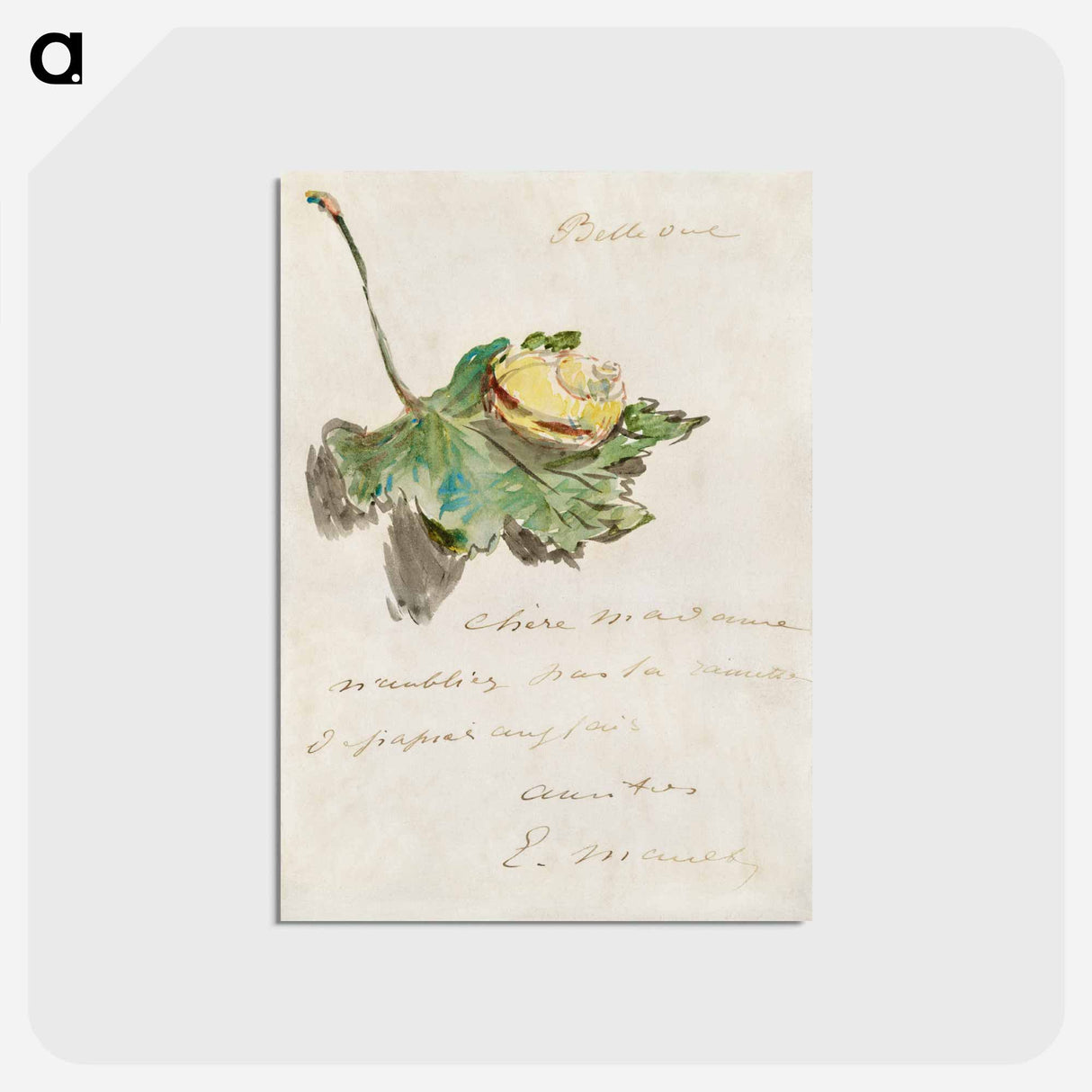 アートポストカード-Letter Decorated with a Snail on a Leaf - エドゥアール マネ Postcard.