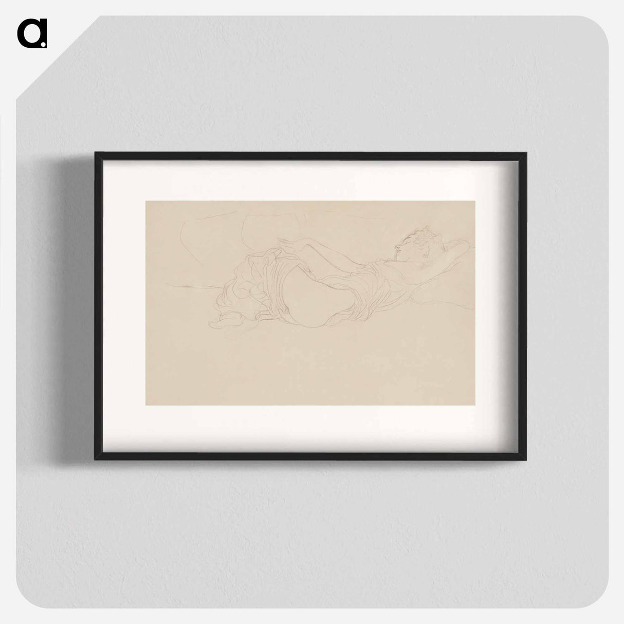 Woman Lying on her Back, Partly Dressed - グスタフ クリムト Poster.