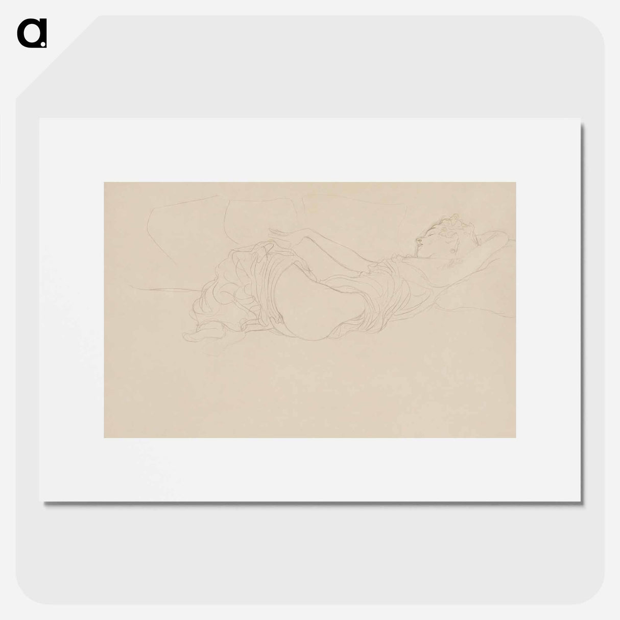 Woman Lying on her Back, Partly Dressed - グスタフ クリムト Poster.