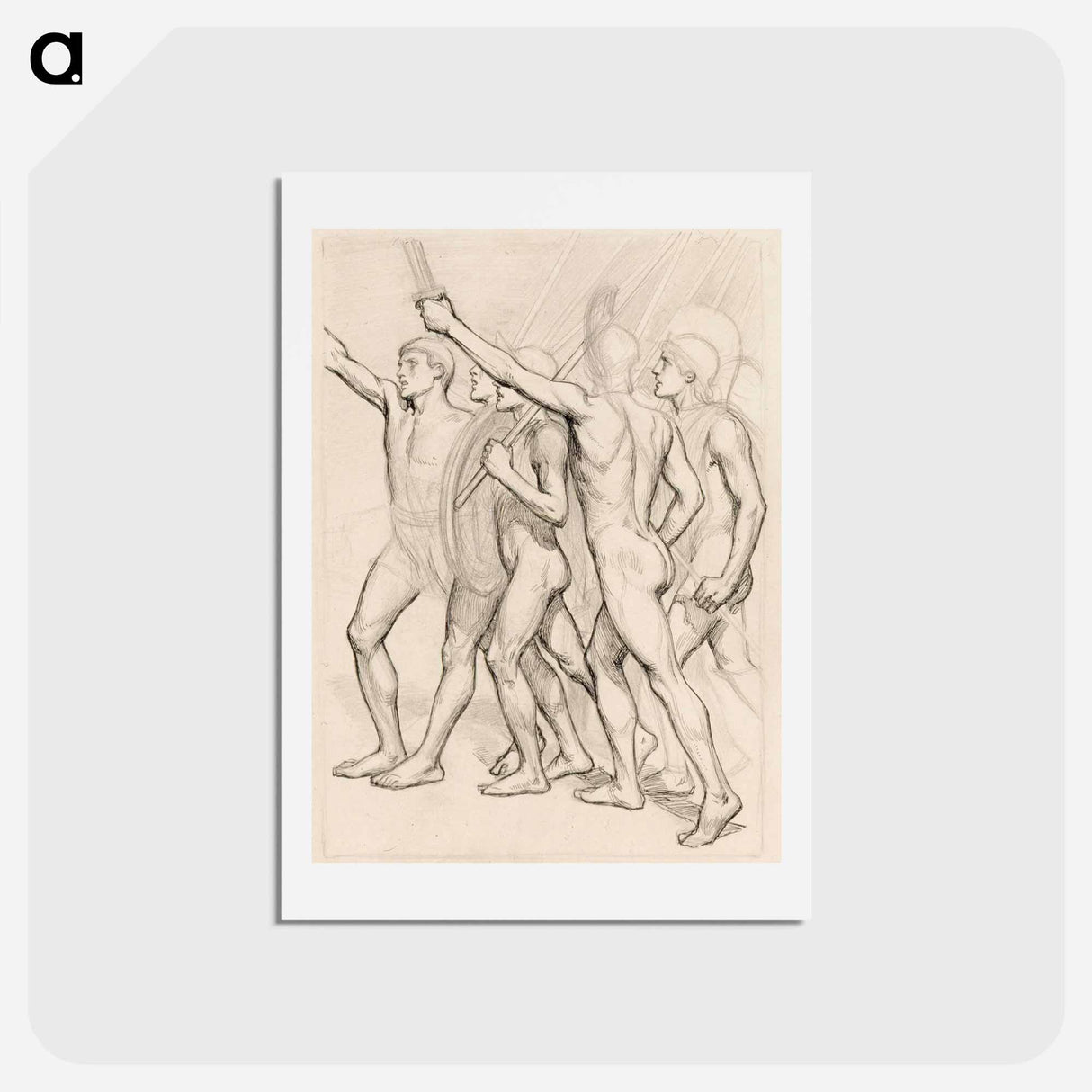 Nude greek soldiers - アルバート エーデルフェルト Postcard.
