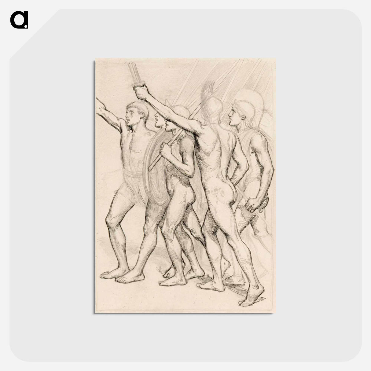 Nude greek soldiers - アルバート エーデルフェルト Postcard.