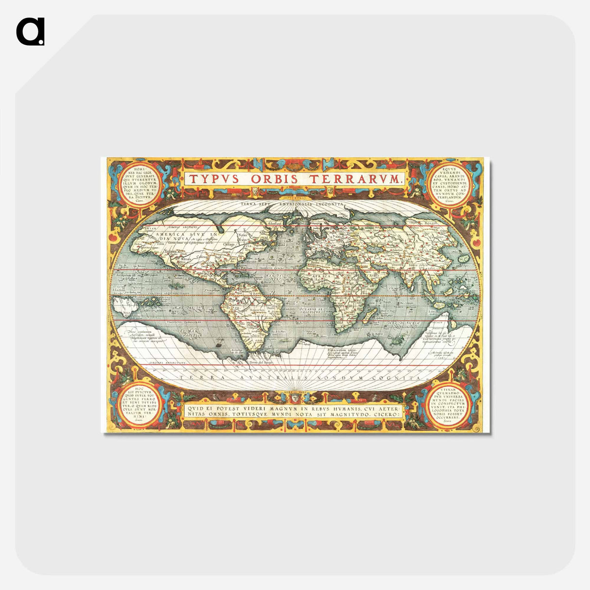 アートポストカード-Typus orbis terrarum - アンティーク地図 Postcard.