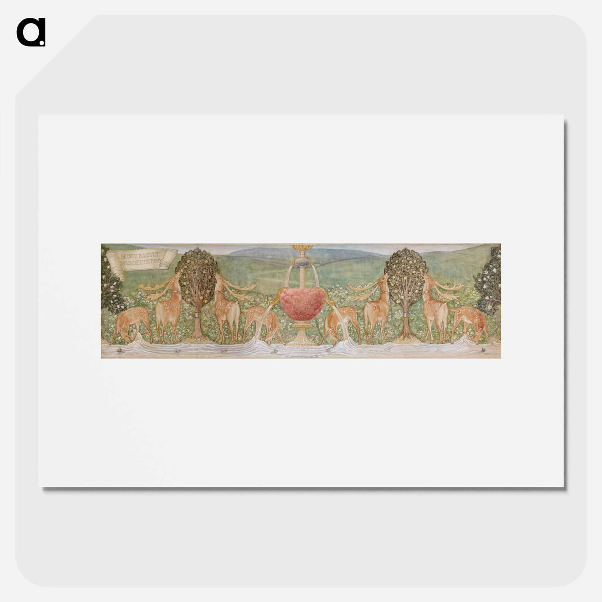 Deer by a Fountain - エドワード バーン ジョーンズ Poster.