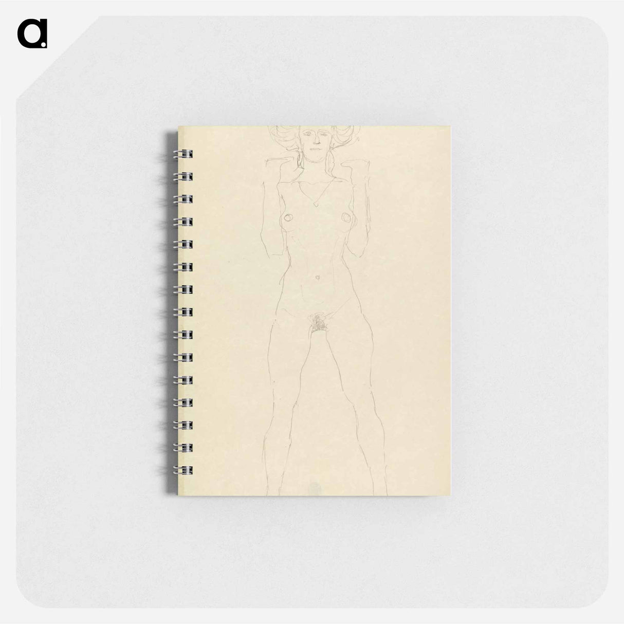 Standing female nude with straddled legs and bent arms - グスタフ クリムト Memo.