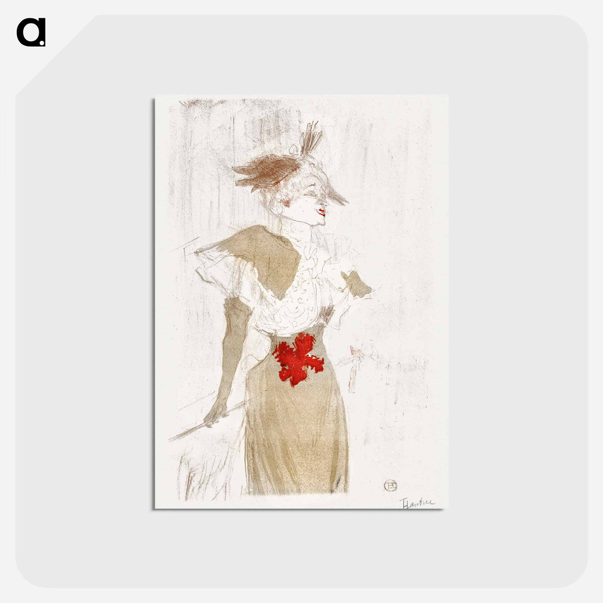 アートポストカード-Mademoiselle Marcelle Lender Standing - アンリ ド トゥールーズ ロートレック Postcard.