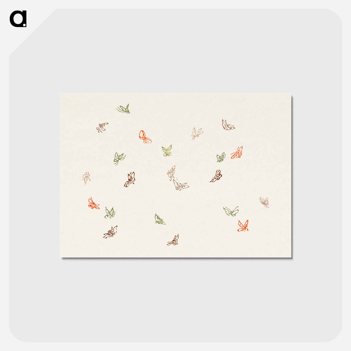 アートポストカード-One Thousand Butterflies - 神坂 雪佳 Postcard.