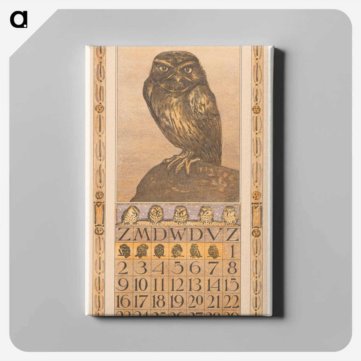 Calendar February Met Uil - Theo van Hoytema Canvas.