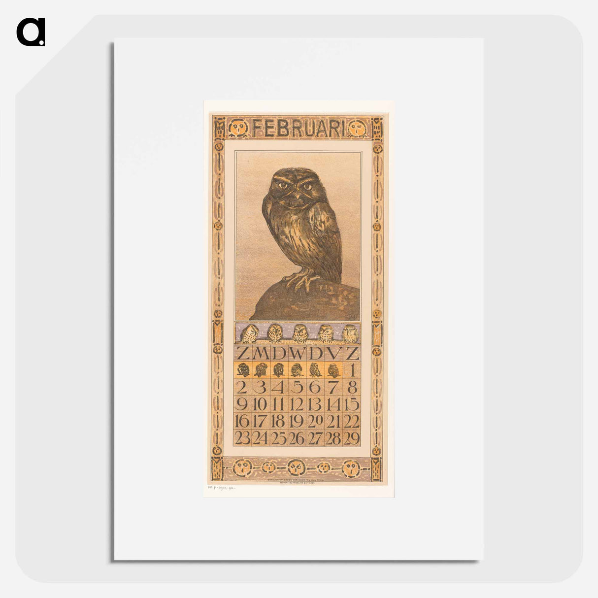 Calendar February meets the uil - Theo van Hoytema Poster.