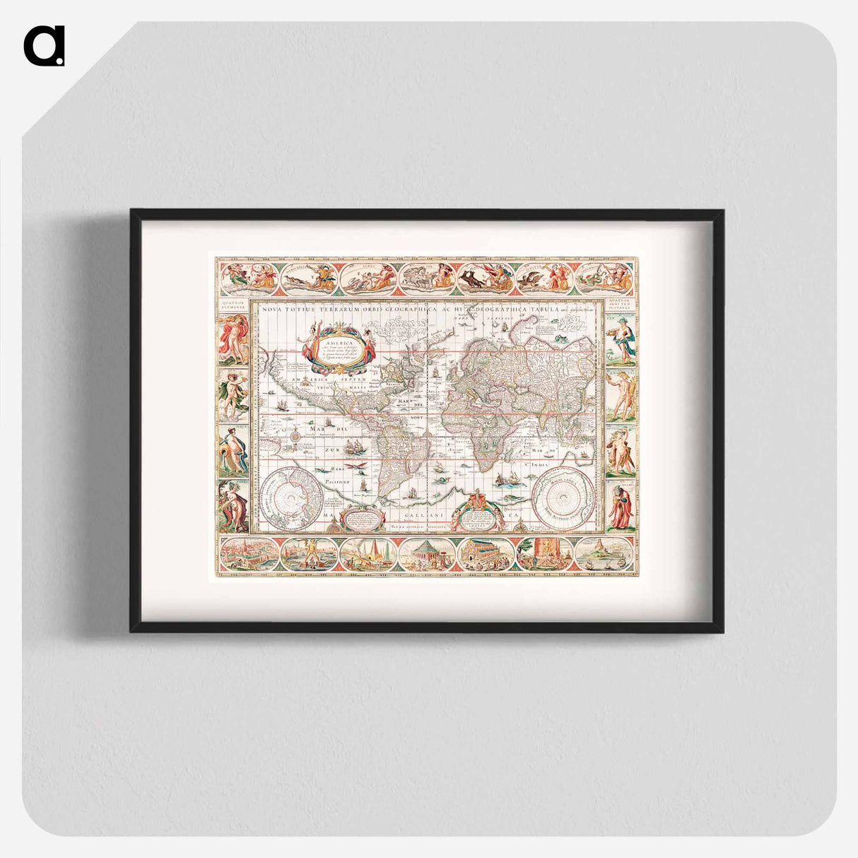 Nova totius terrarum orbis geographica ac hydrographica - アンティーク地図 Poster.