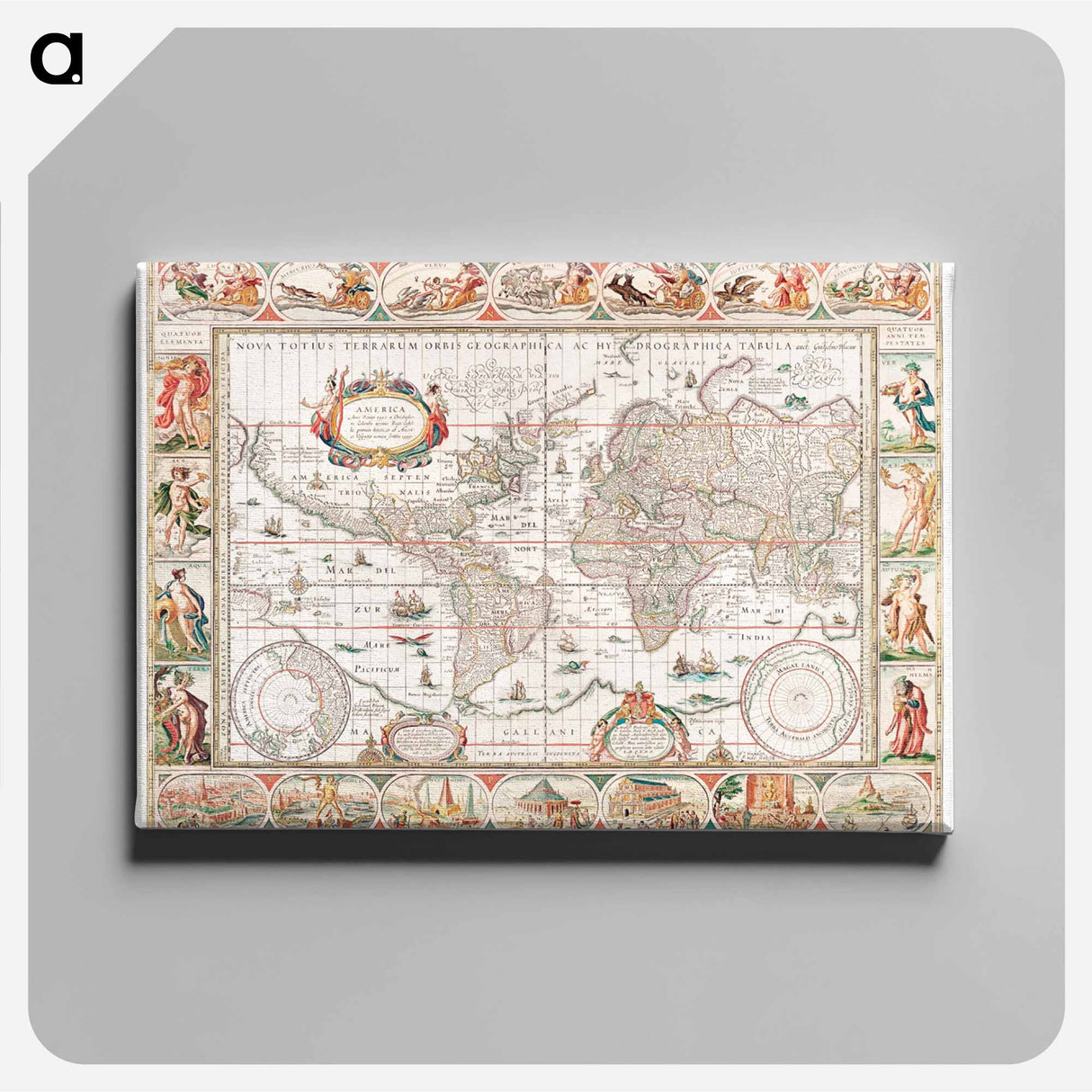 Nova totius terrarum orbis geographica ac hydrographica - アンティーク地図 Canvas.