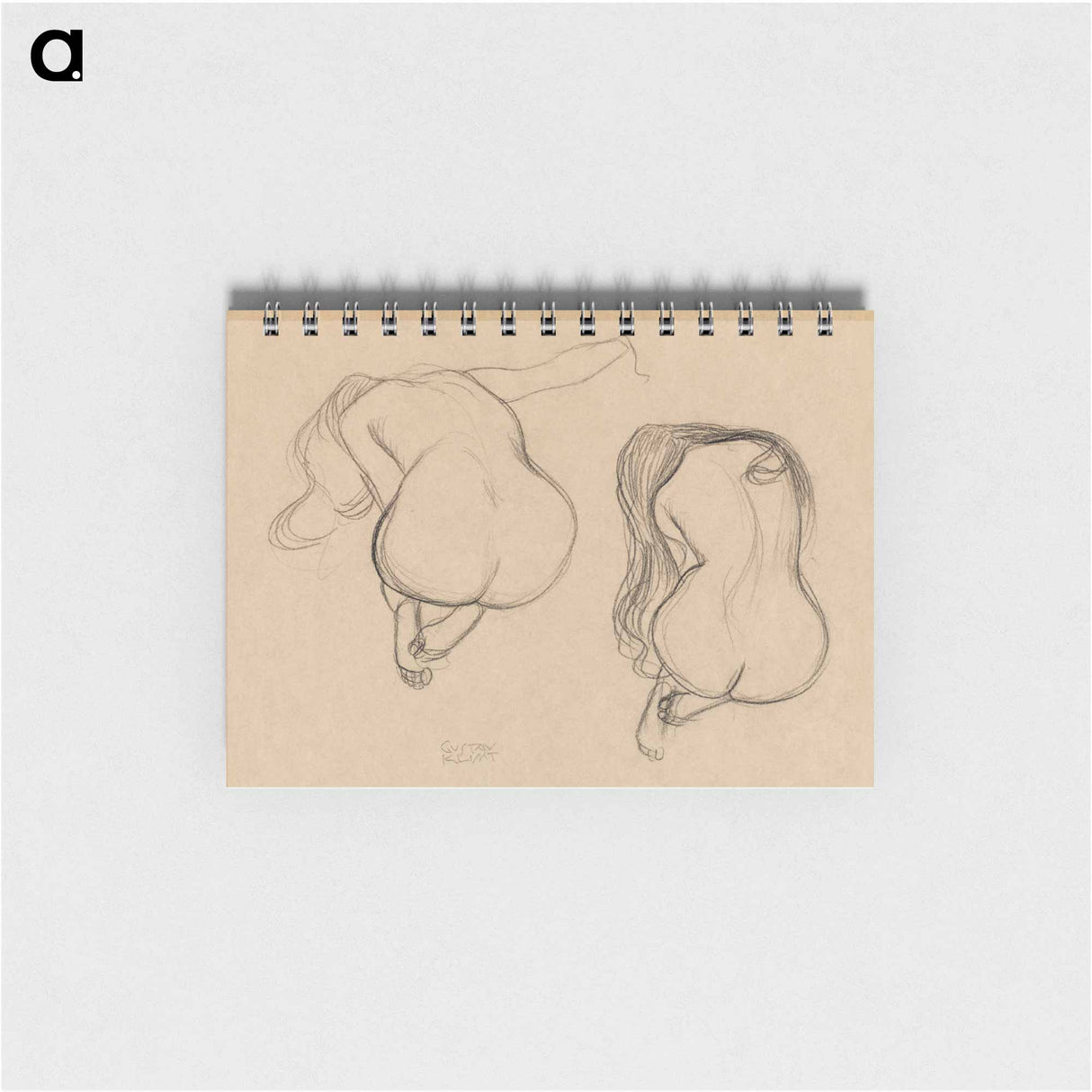 Two Studies of a Seated Nude with Long Hair - グスタフ クリムト Memo.