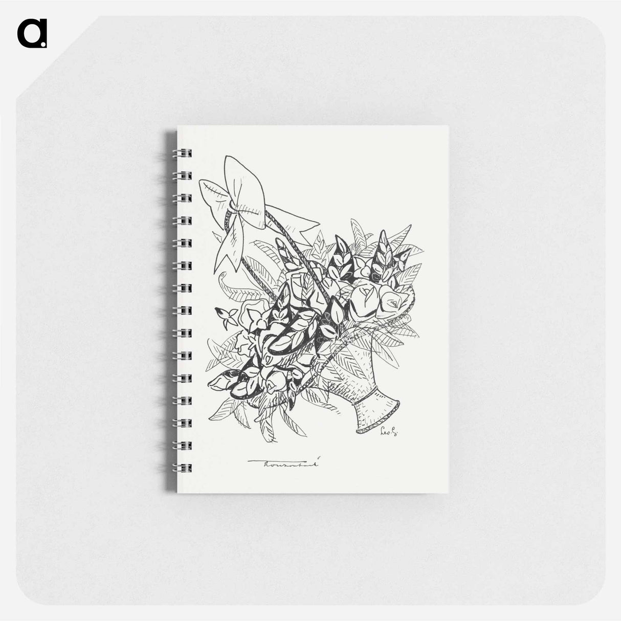 アートメモ帳-Basket with flowers - レオ ヘステル Memo.