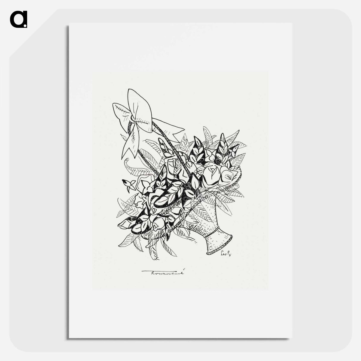 アートポスター-Basket with flowers - レオ ヘステル Poster.