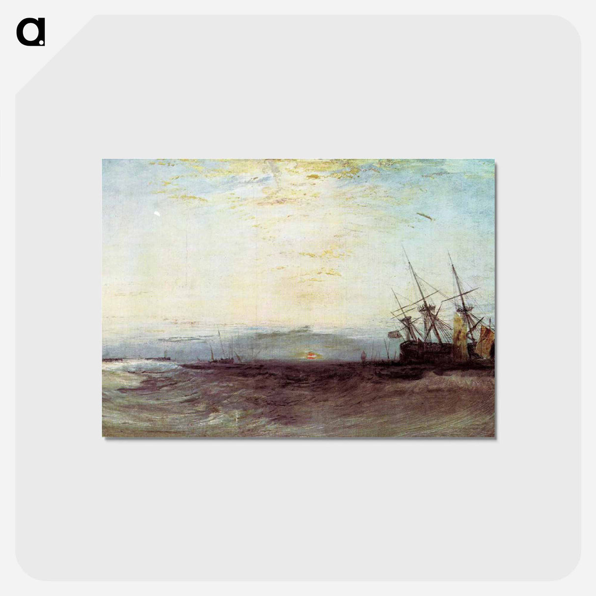 アートポストカード-A Ship Aground - ウィリアム ターナー Postcard.