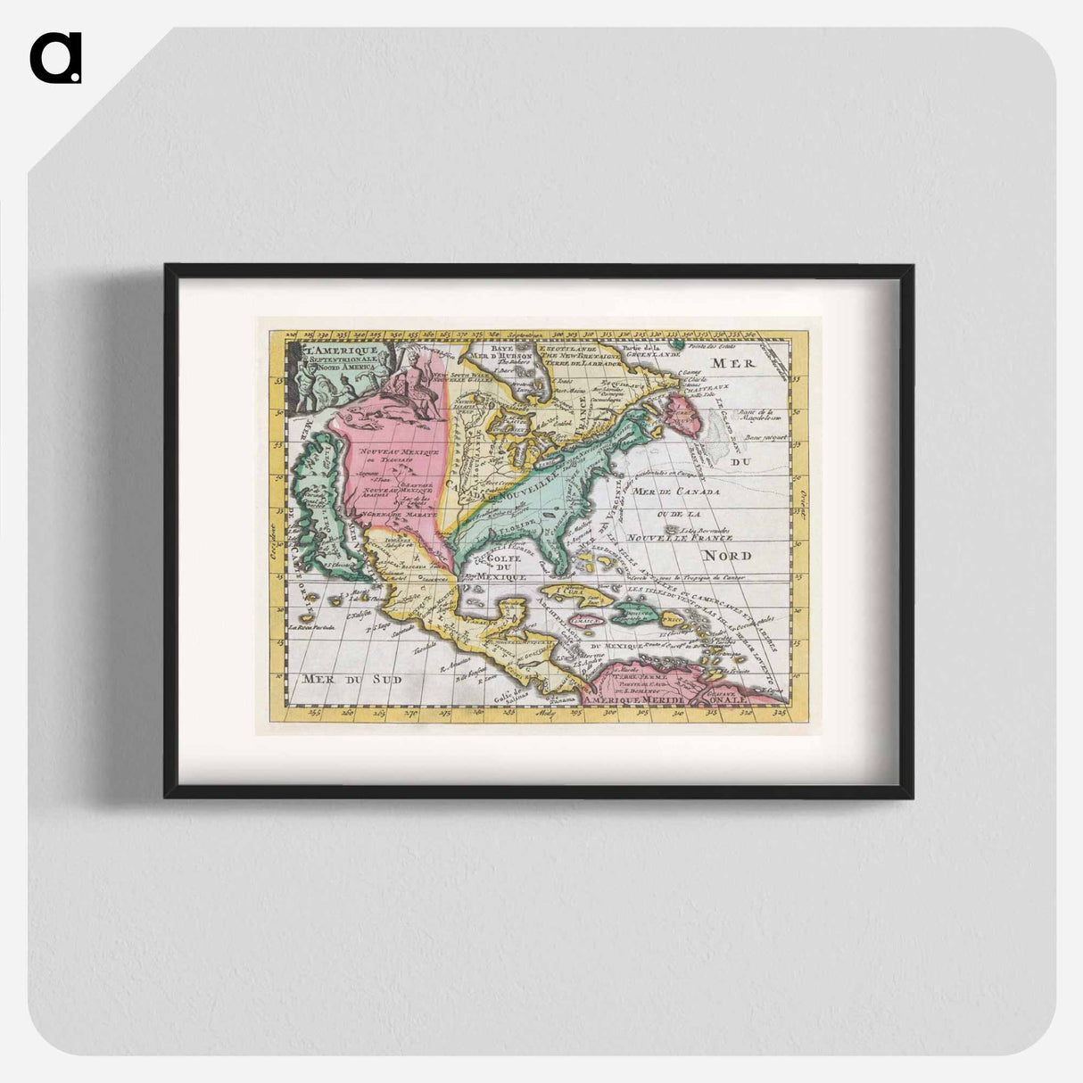 Kaart van Noord-Amerika - アンティーク地図 Poster.