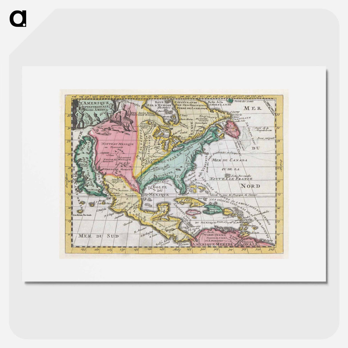 Kaart van Noord-Amerika - アンティーク地図 Poster.