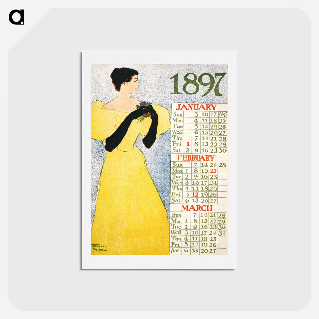 アートポストカード-Calendar 1897 - エドワード ペンフィールド Postcard.