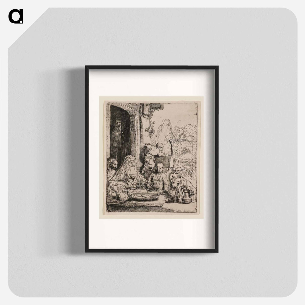 Abraham Entertaining the Angels - Rembrandt van Rijn Poster.