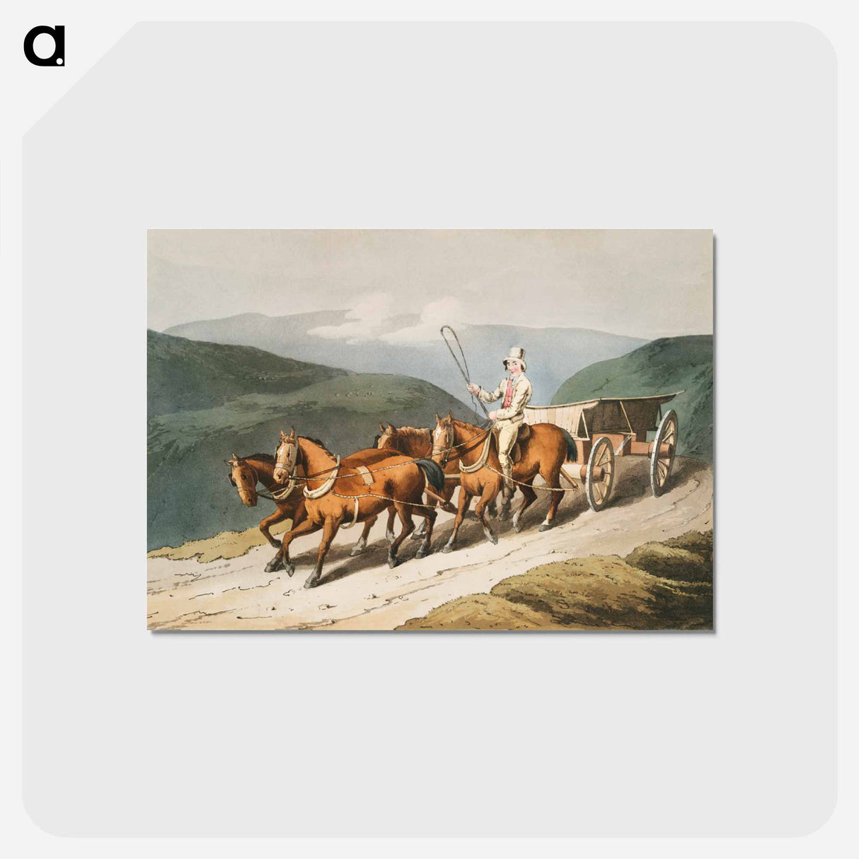 Illustration of the east riding or wolds waggon - 19世紀のヨークシャー Postcard.