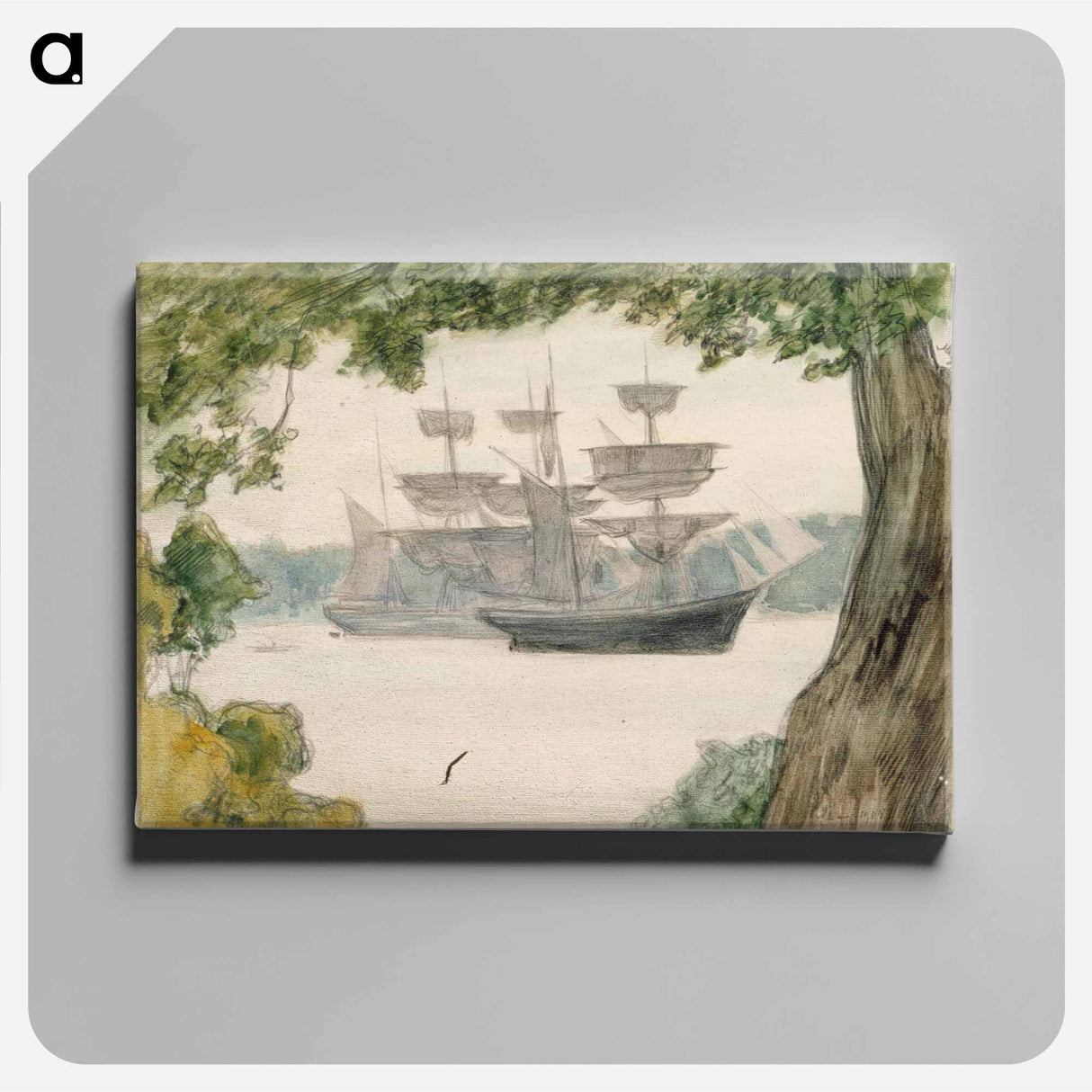 Sailing boats in landscape - アルバート エーデルフェルト Canvas.