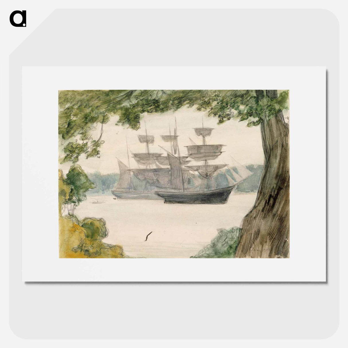 Sailing boats in landscape - アルバート エーデルフェルト Poster.