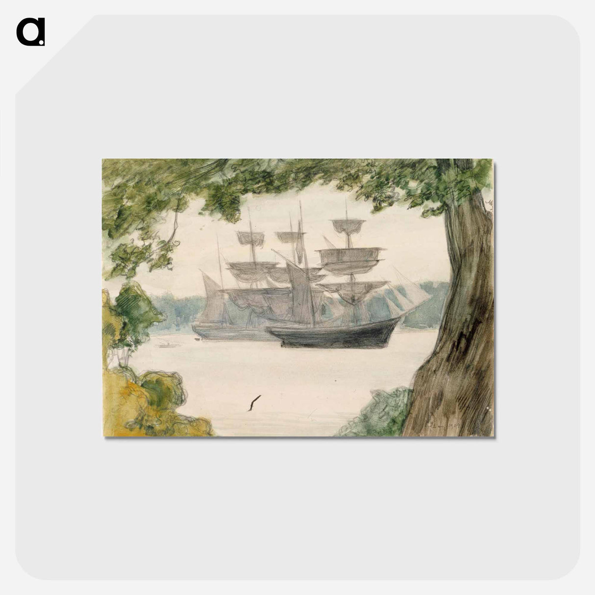 Sailing boats in landscape - アルバート エーデルフェルト Postcard.