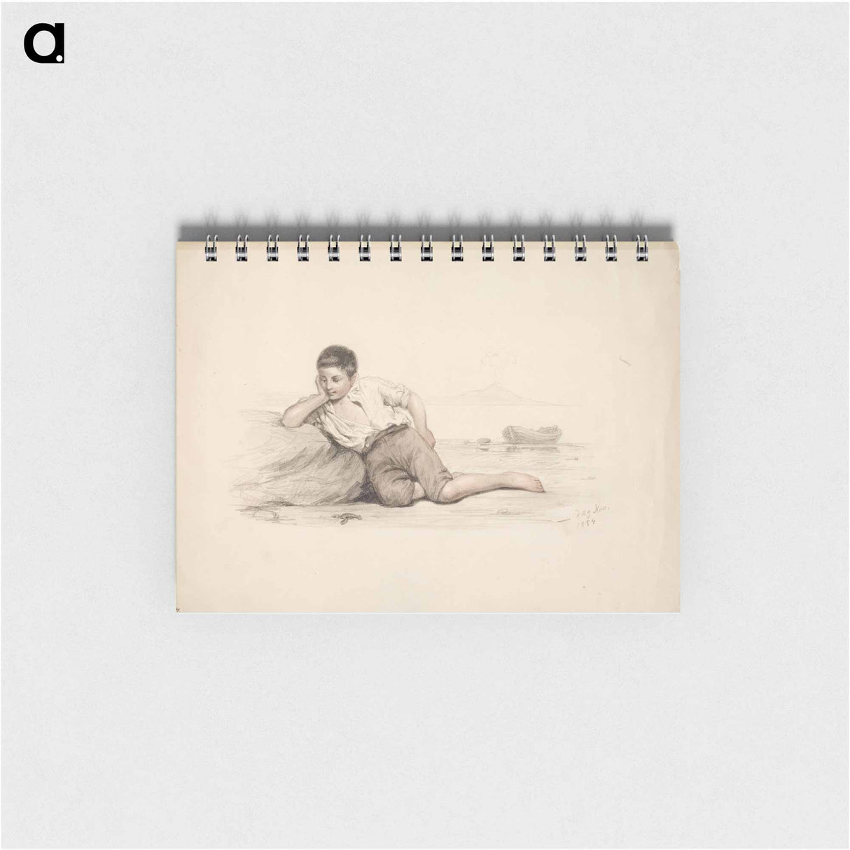 Kiveä vasten makaava italialainen poika lahden rannalla - アンダース エクマン Memo.