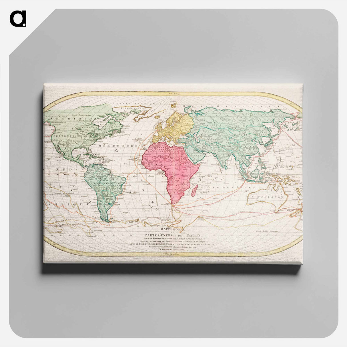 Mappe Monde ou Carte générale de l'Univers - アンティーク地図 Canvas.