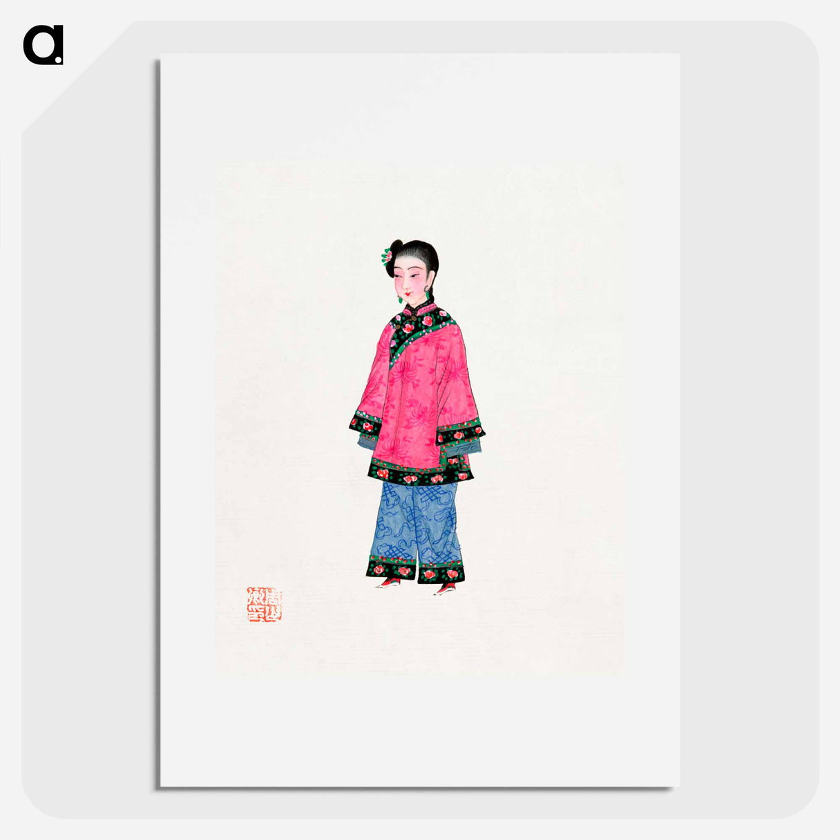 アートポスター-Chinese Woman in Coat Illustration
- 中国の衣装 Poster.