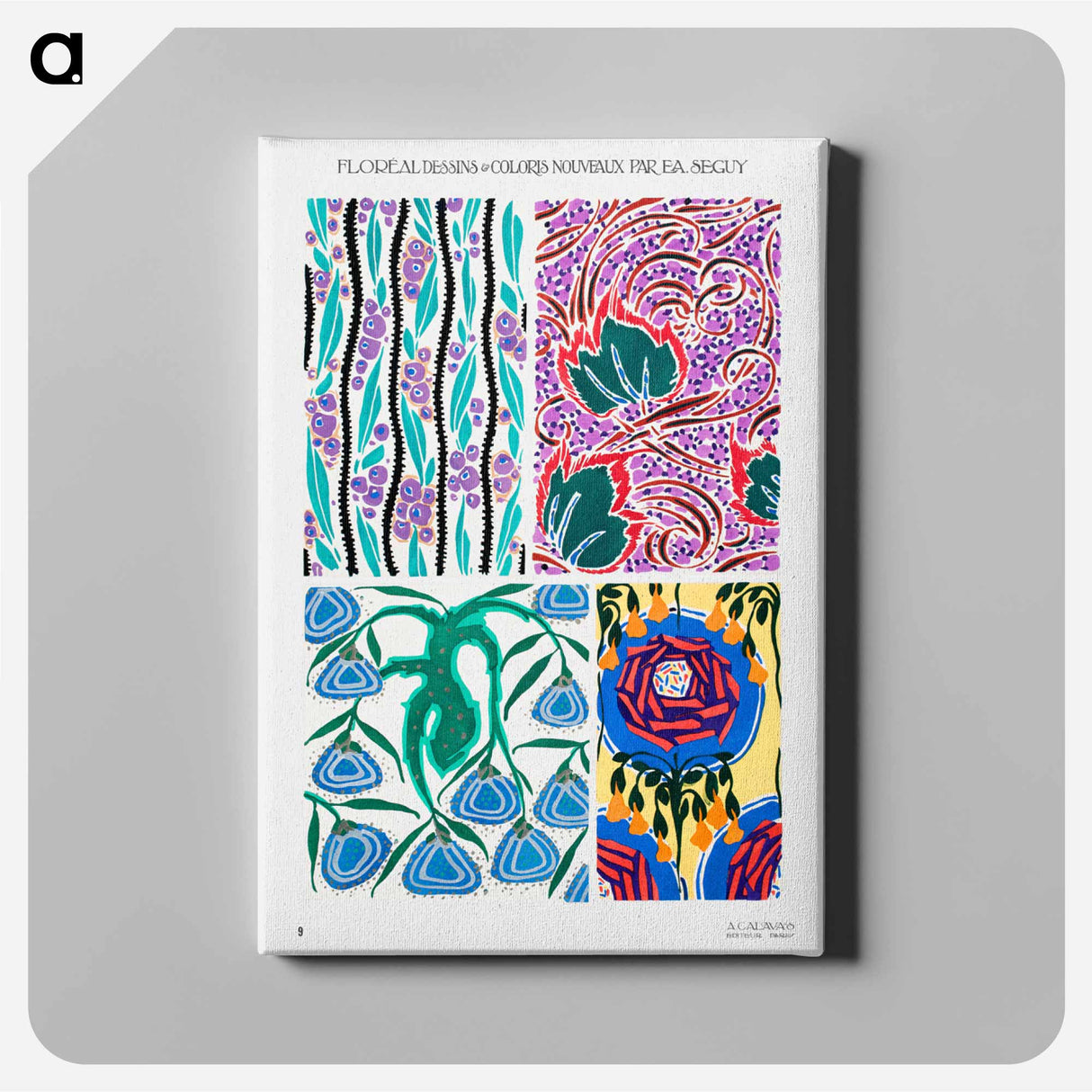 Vintage art deco & art nouveau pattern, plate no. 9 - E.A.セギー Canvas.